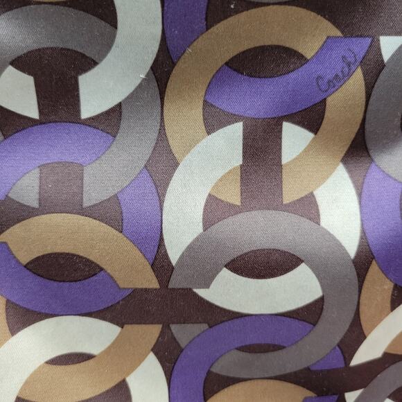 Coach Signature Cs Chain Link Op Art Bag Brown Purple Crossbody Fabric Leather - Picture 5 of 12